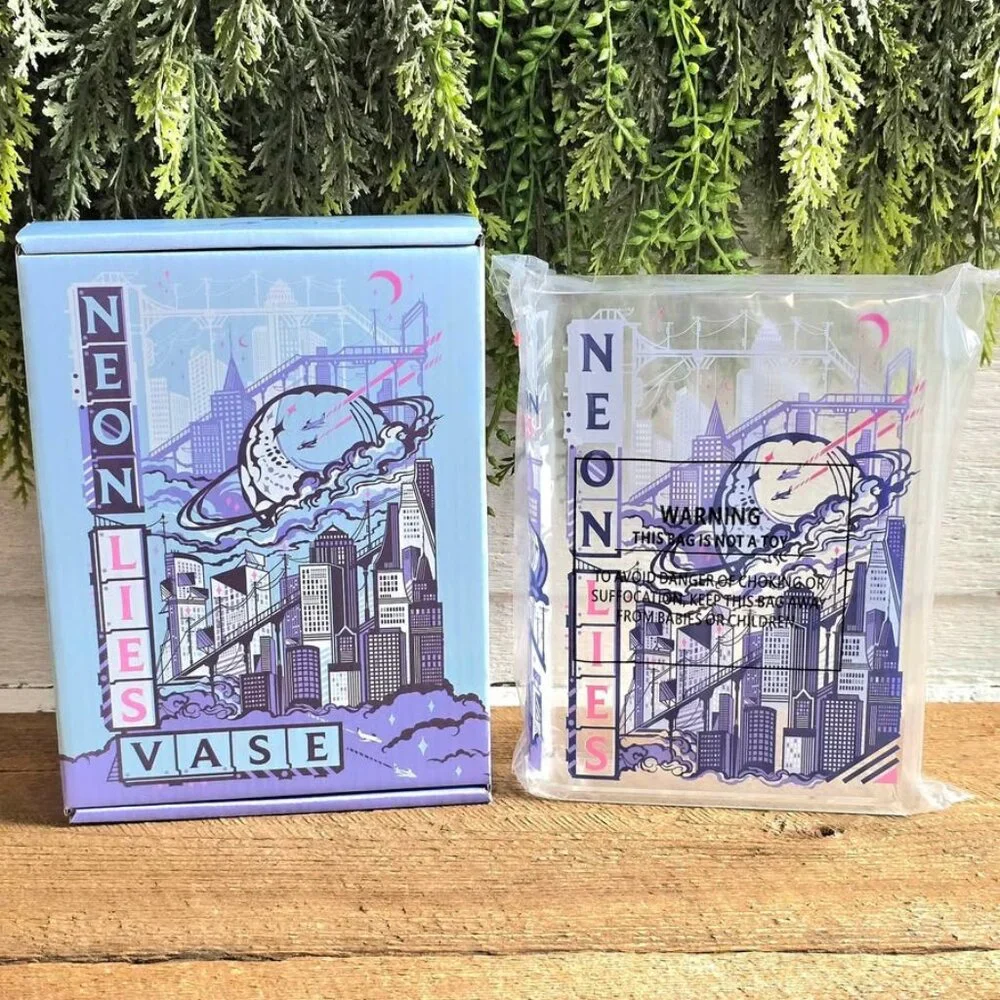 New Fairyloot Neon Lies Clear Book Vase from December YA Book Box